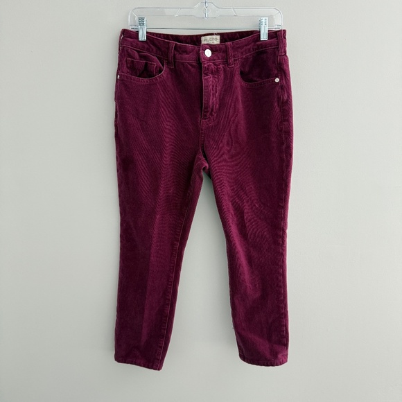 PILCRO JEANS MICRO CORDUROY CROPPED 5 POCKET STYLE COTTON BLD BURGUNDY 30 - Picture 2 of 11